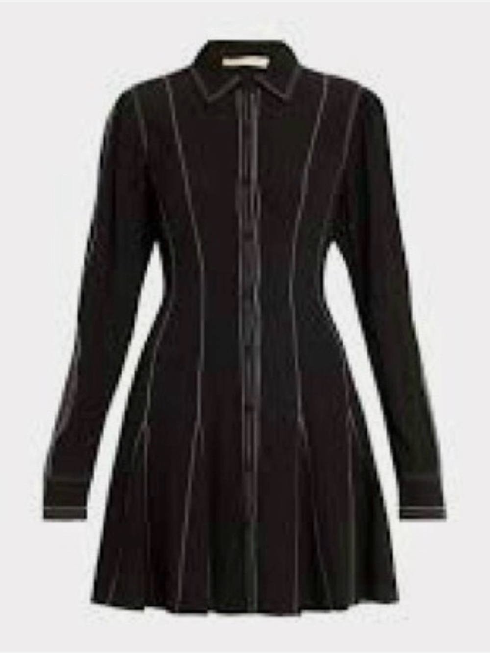 ♥️ NEW Ulla Johnson Rouanne Black Long-Sleeve Dress  White  Stitching